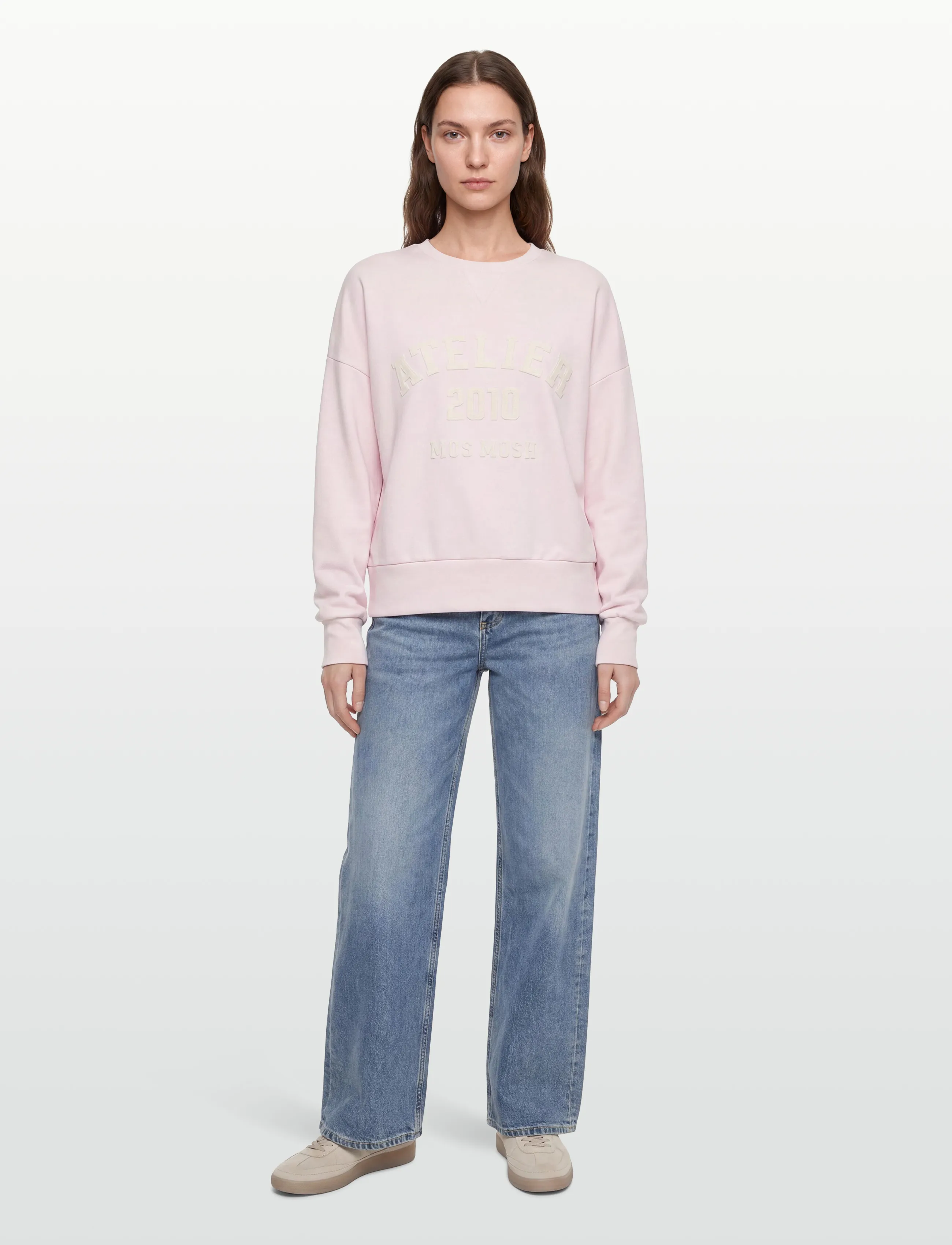 MOS MOSH Mmnima O-Ls Sweatshirt, S, Pink, Sweatshirts & Hættetrøjer > Sweatshirts, Dame