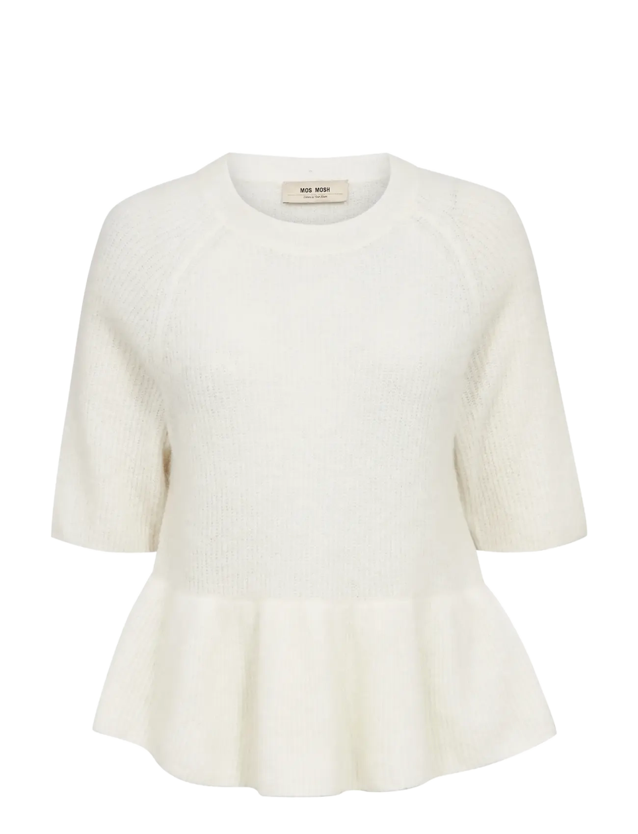 MOS MOSH Mmthora Ss O-Neck Frill Knit Cream - XS - Damen