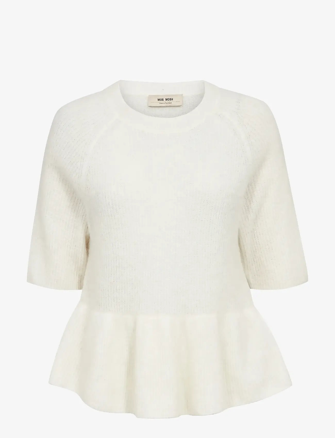 MOS MOSH - MMThora SS O-Neck Frill Knit - striktrøjer - ecru - 1