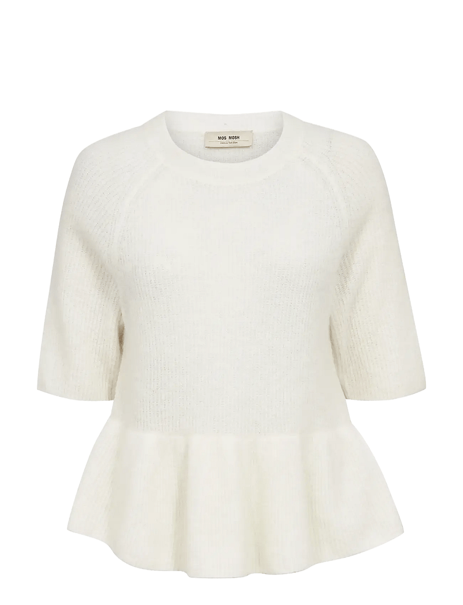 MOS MOSH - MMThora SS O-Neck Frill Knit - kampsunid - ecru - 1