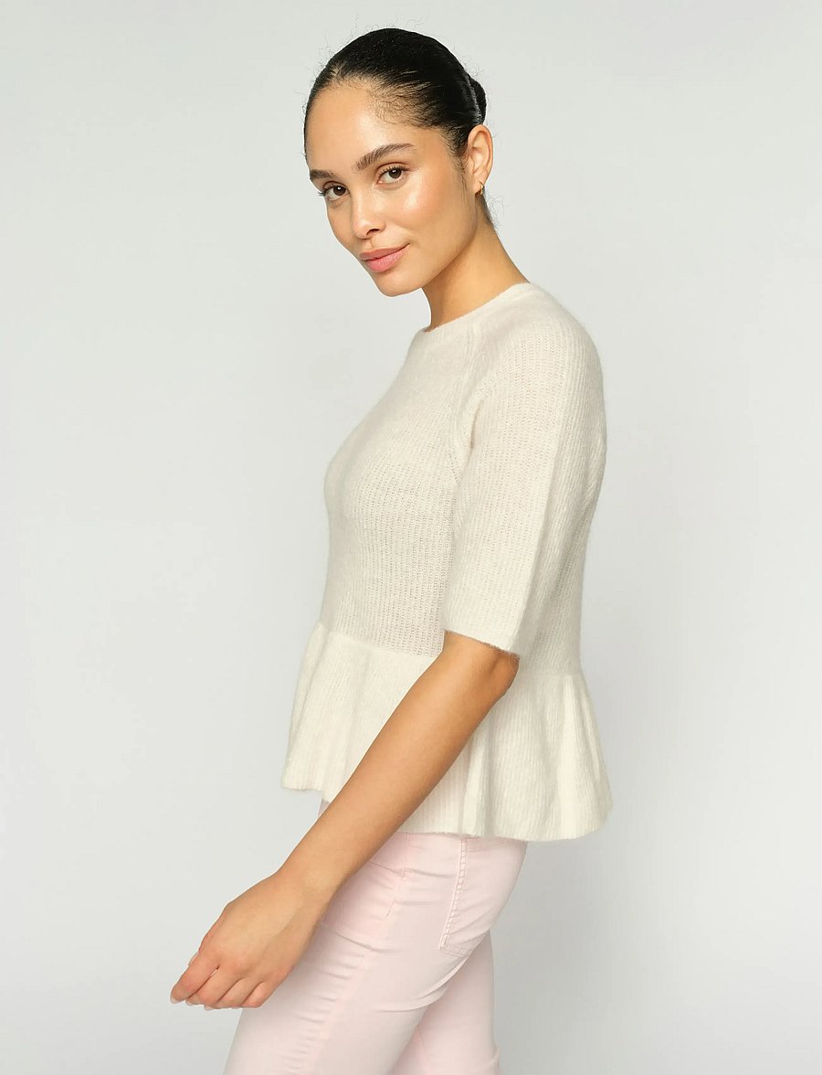 MOS MOSH - MMThora SS O-Neck Frill Knit - kampsunid - ecru - 0