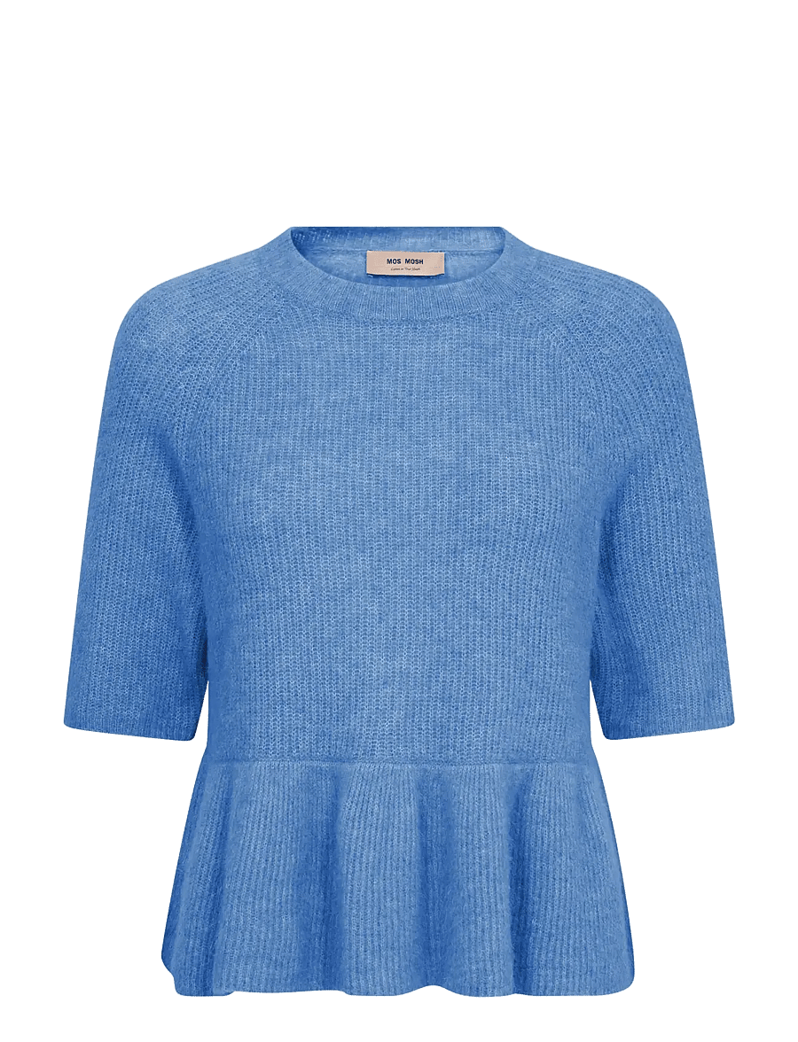 MOS MOSH - MMThora SS O-Neck Frill Knit - striktrøjer - ultramarine - 1
