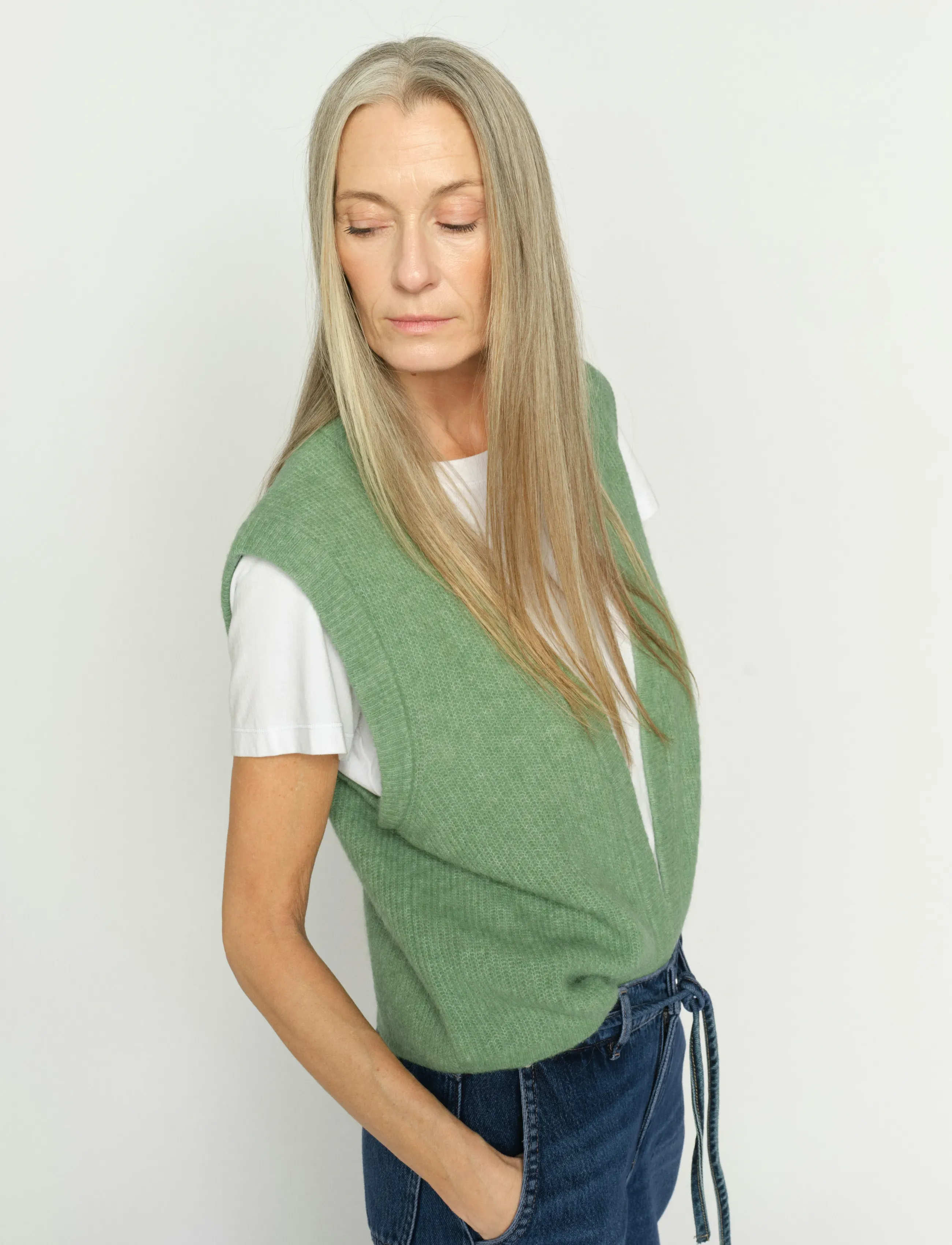 MOS MOSH Mmthora Knit Vest, S, Green, Veste > Strikkede Veste, Dame