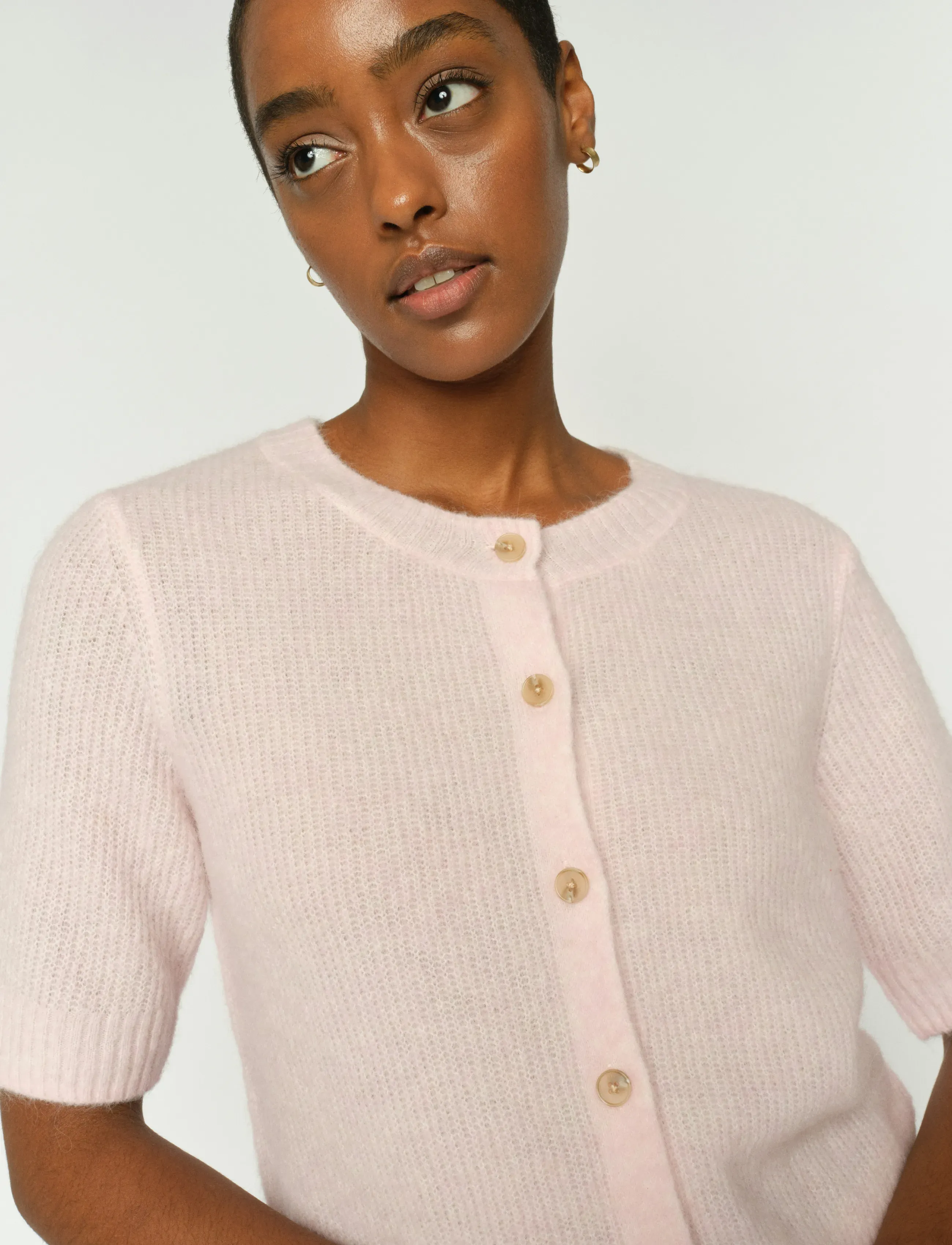 MOS MOSH Mmthora Ss Knit Cardigan, XL, Pink, Strik > Cardigans, Dame
