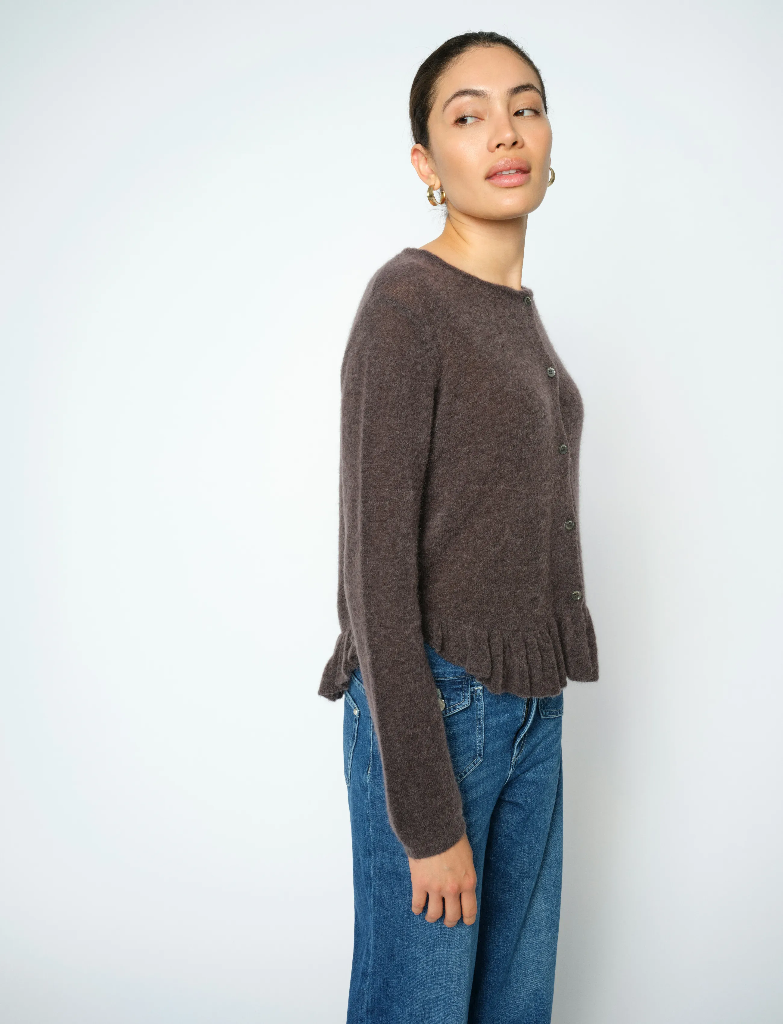 MOS MOSH Mmmape Alice Knit Cardigan, L, Brown, Strik > Cardigans, Dame
