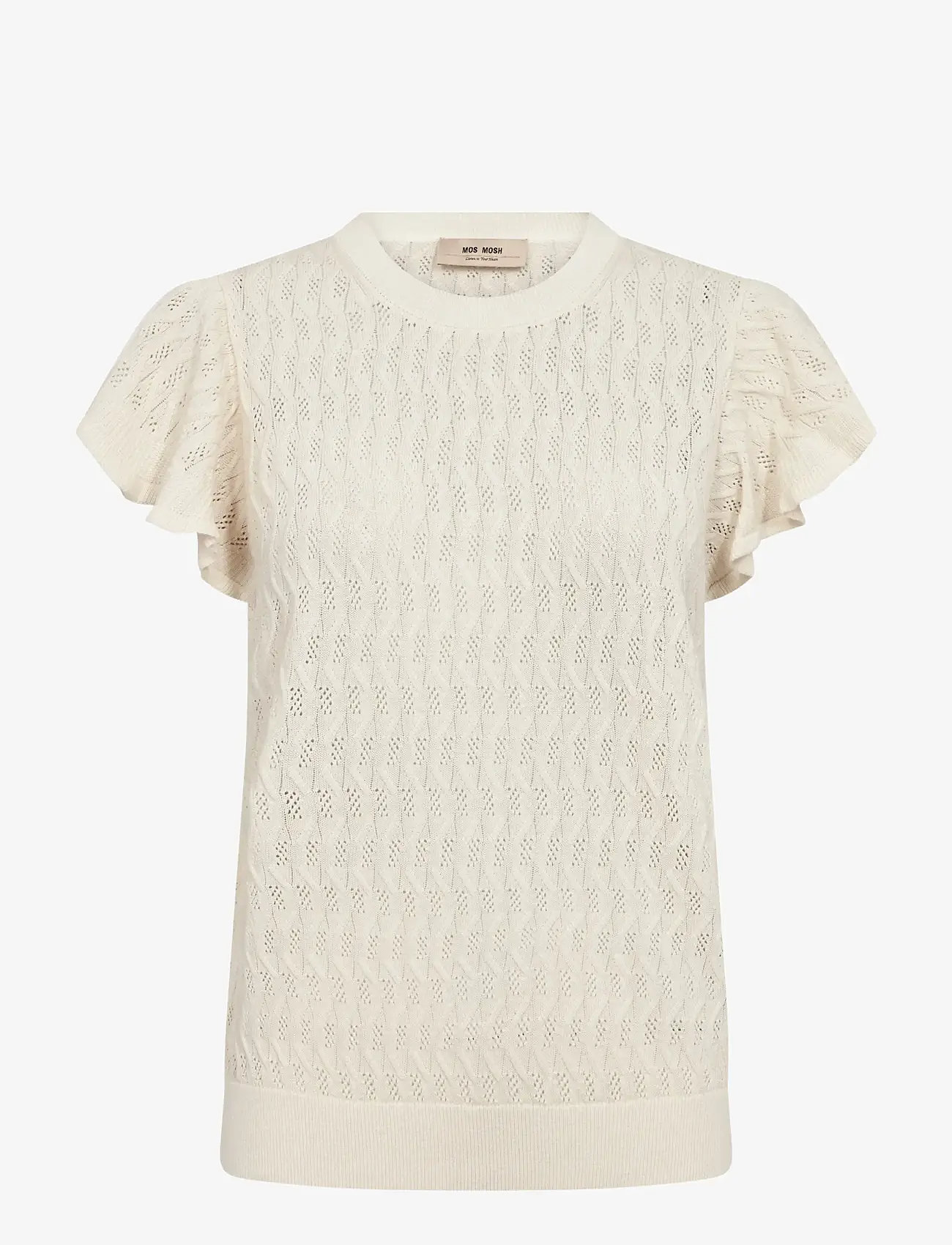 MOS MOSH - MMGanna Pattern O-Neck Knit Top - striktrøjer - ecru - 1