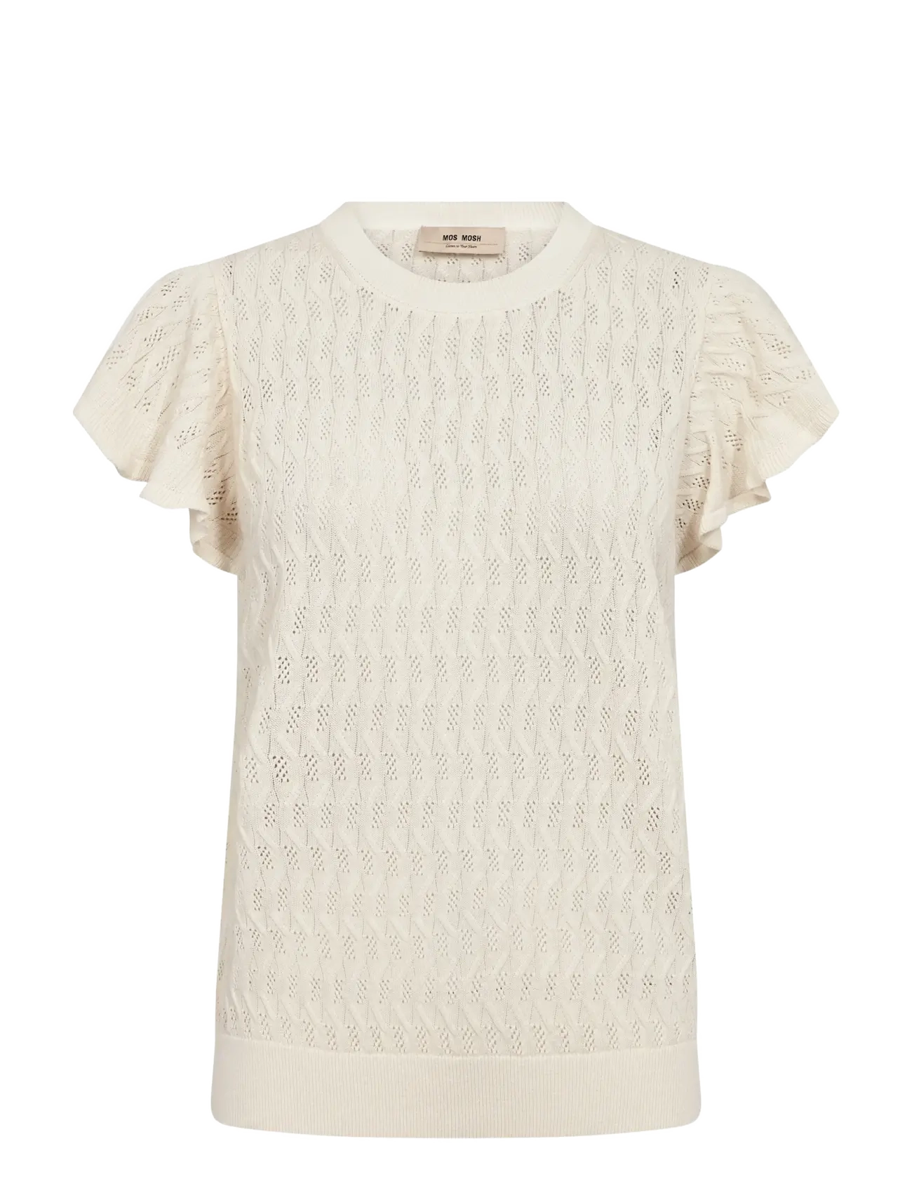 MOS MOSH MMGanna Pattern O-Neck Knit Top - Tøj - ECRU / cream