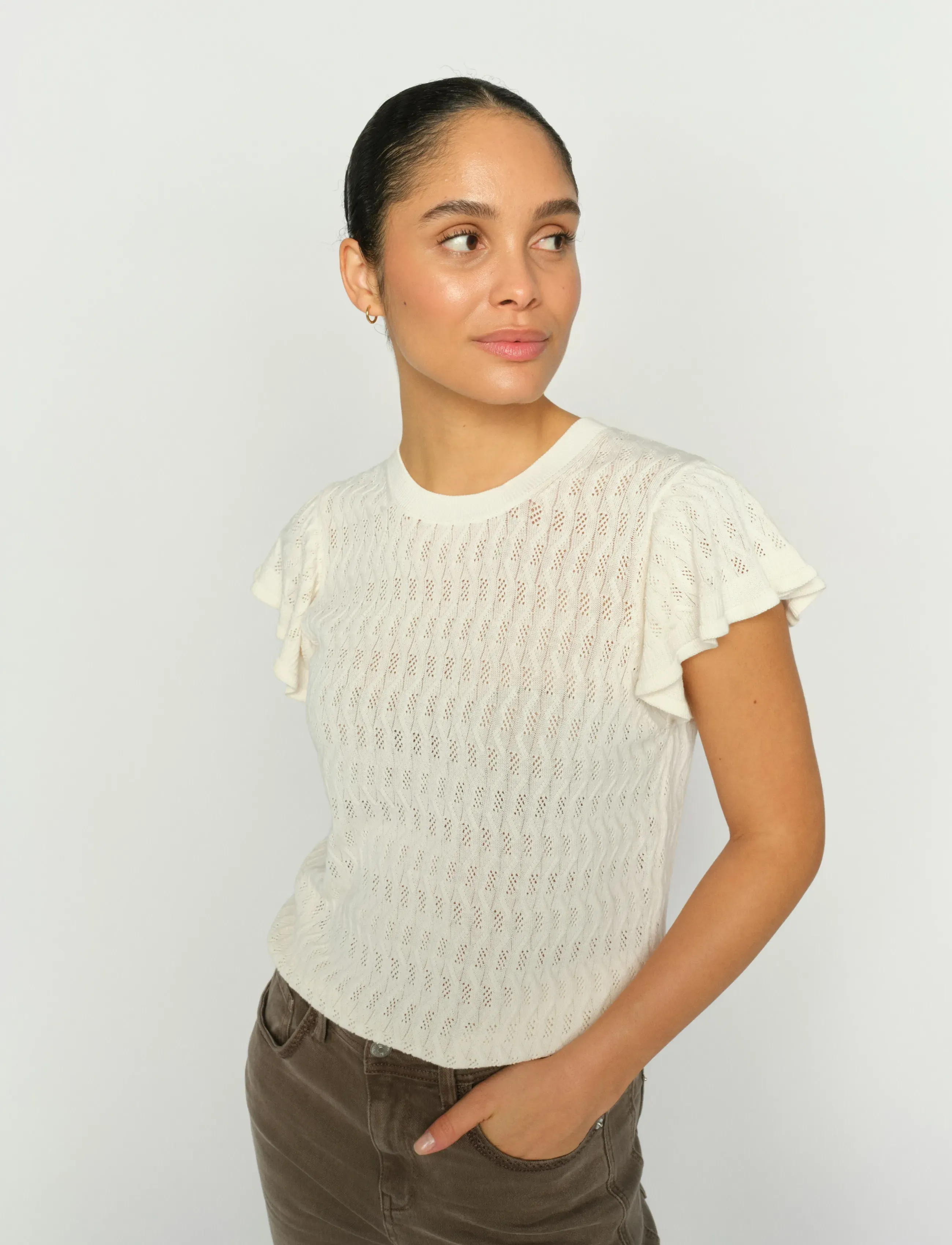 MOS MOSH - MMGanna Pattern O-Neck Knit Top - stickade tröjor - ecru - 3