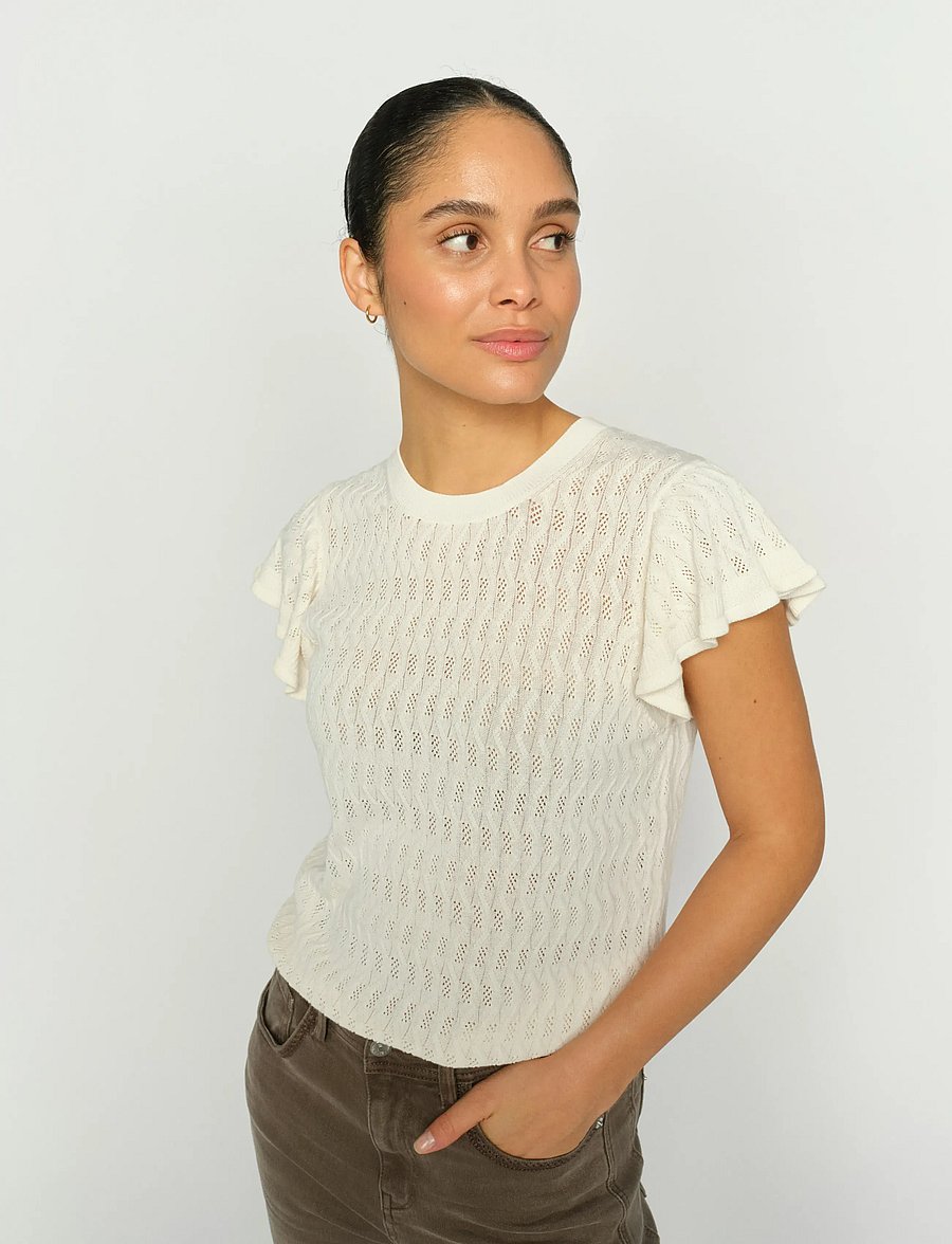 MOS MOSH - MMGanna Pattern O-Neck Knit Top - sviitrid - ecru - 3