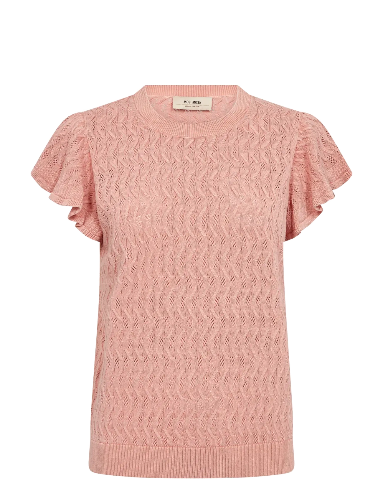 MOS MOSH Mmganna Pattern O-Neck Knit Oberteil Pink - S - Damen