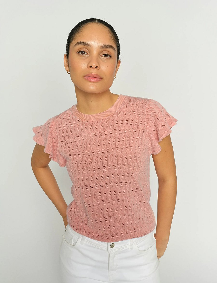 MOS MOSH - MMGanna Pattern O-Neck Knit Top - stickade tröjor - peachy - 3