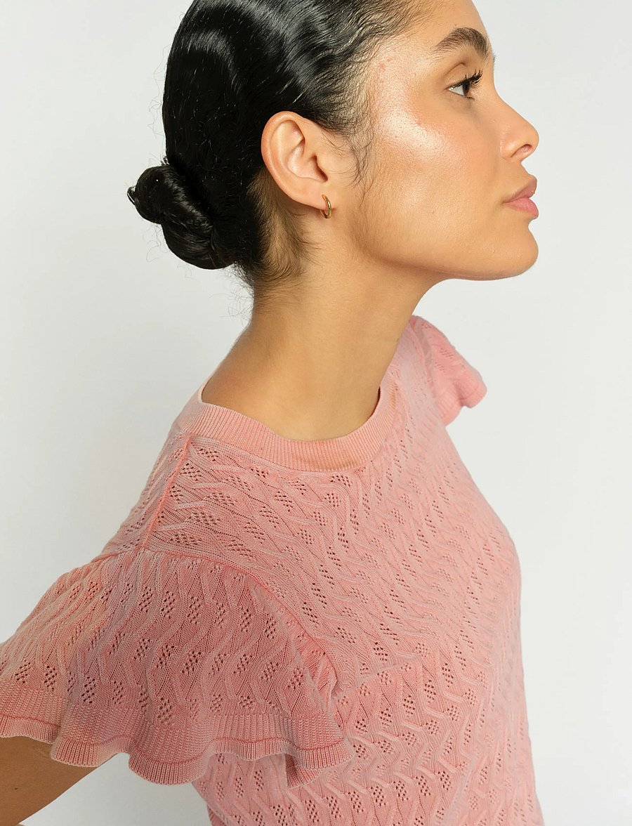 MOS MOSH - MMGanna Pattern O-Neck Knit Top - stickade tröjor - peachy - 4