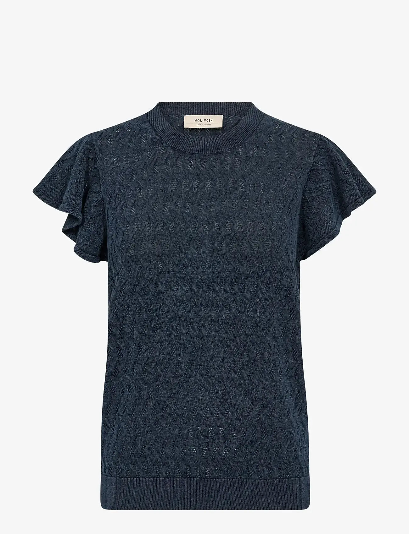 MOS MOSH - MMGanna Pattern O-Neck Knit Top - striktrøjer - salute navy - 1