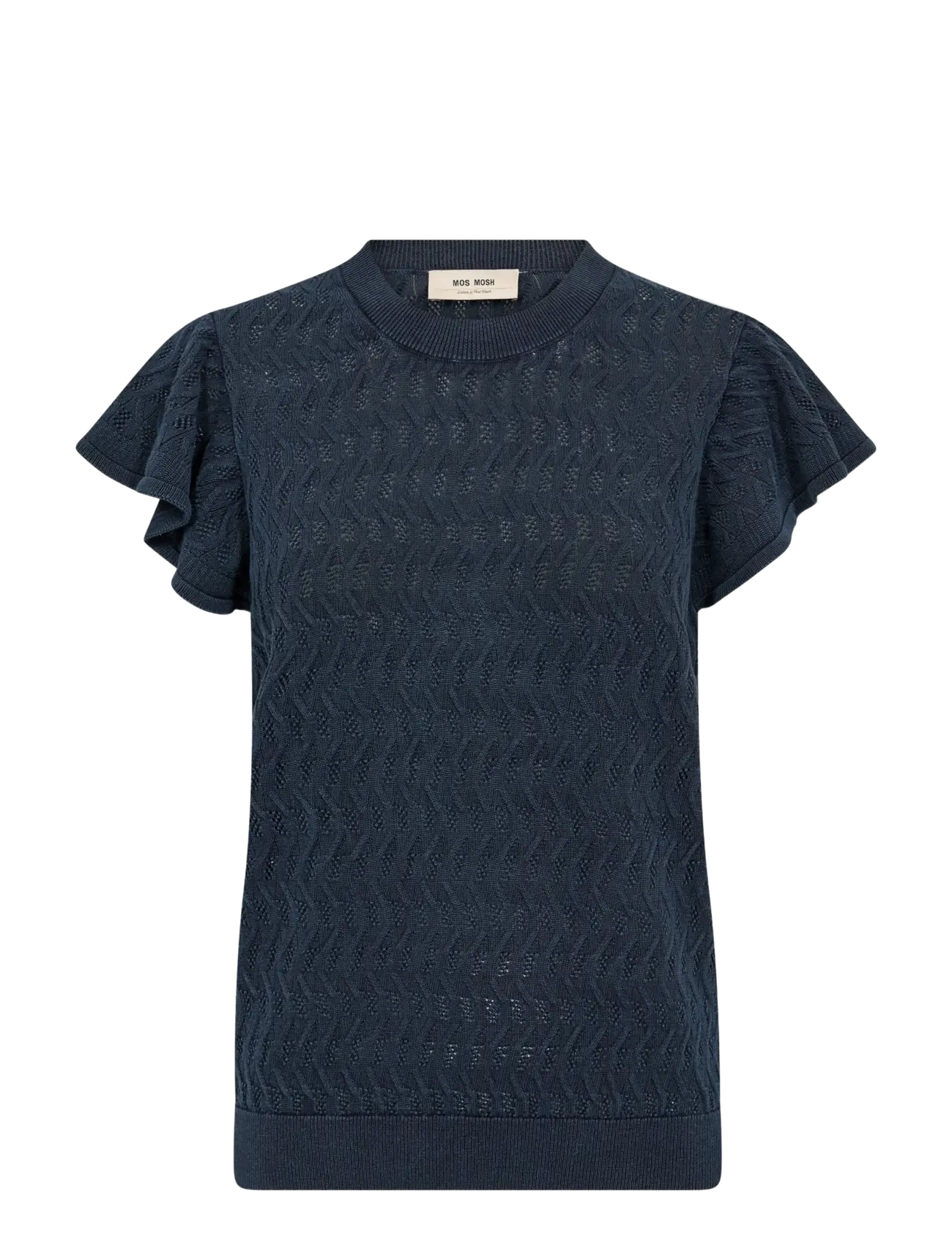 MOS MOSH MMGanna Pattern O-Neck Knit Top - Strik - SALUTE NAVY / navy