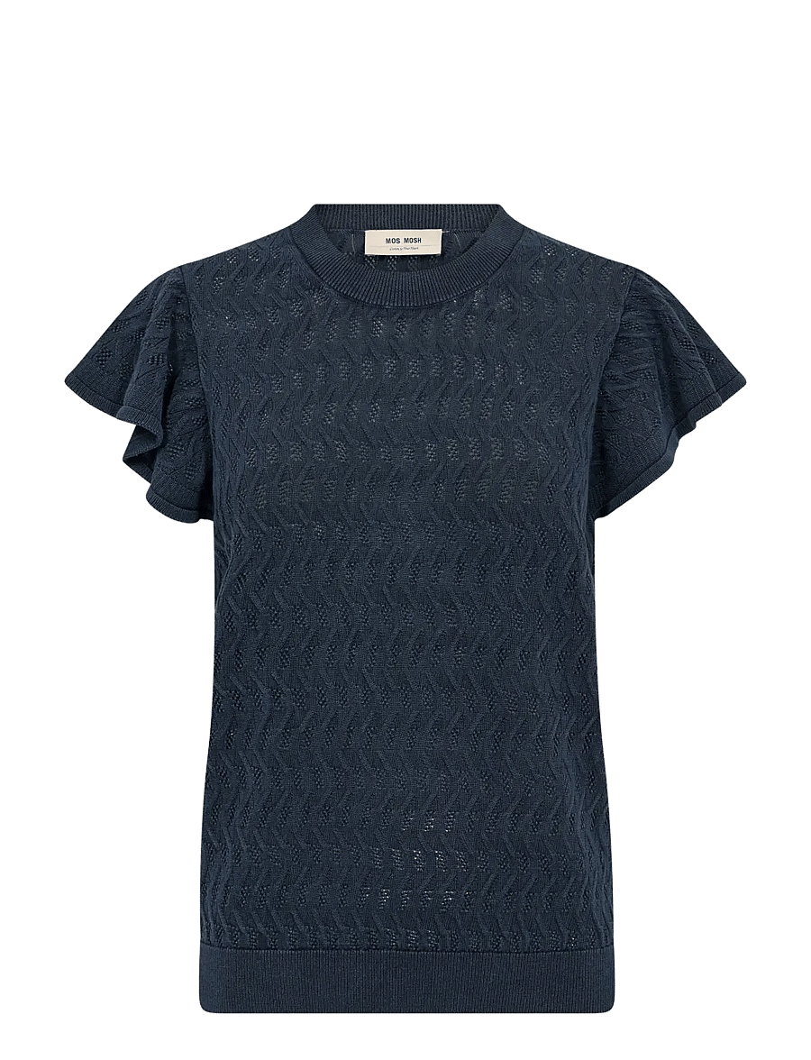 MOS MOSH - MMGanna Pattern O-Neck Knit Top - jumpers - salute navy - 1