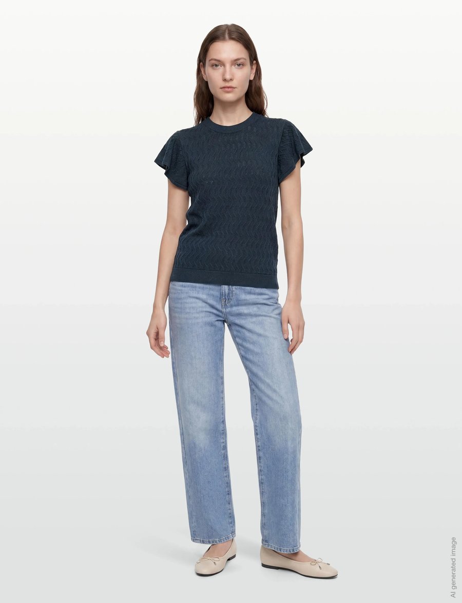 MOS MOSH - MMGanna Pattern O-Neck Knit Top - jumpers - salute navy - 0