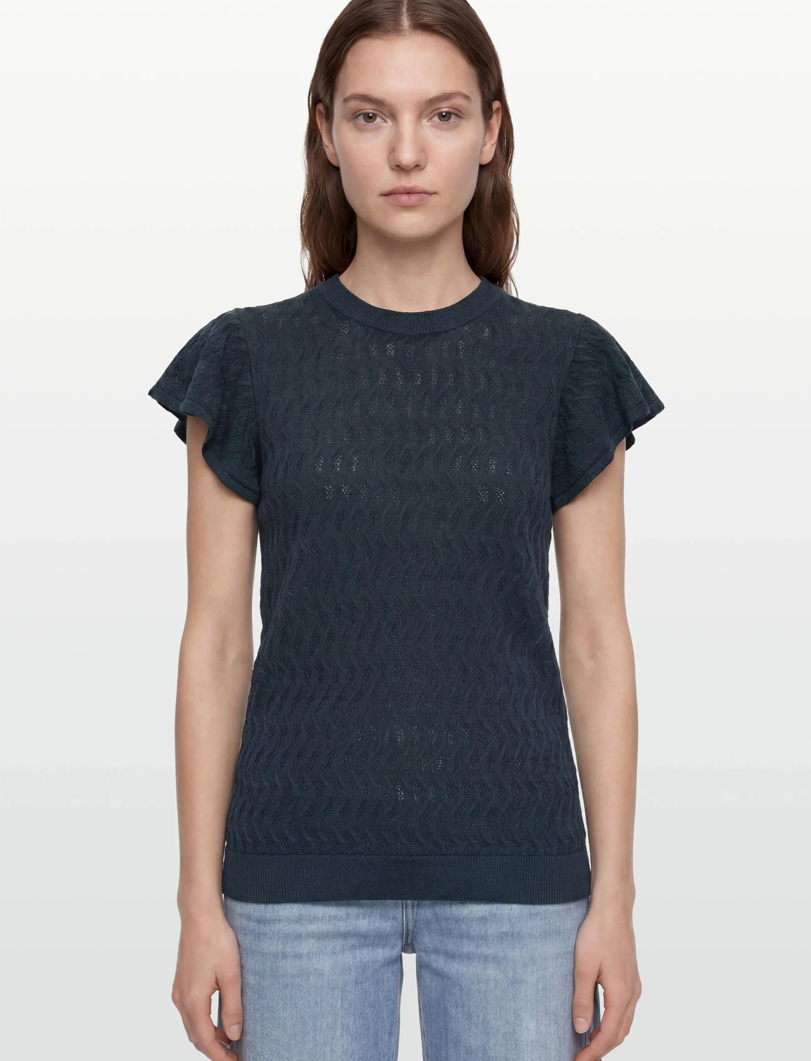 MOS MOSH - MMGanna Pattern O-Neck Knit Top - stickade tröjor - salute navy - 3