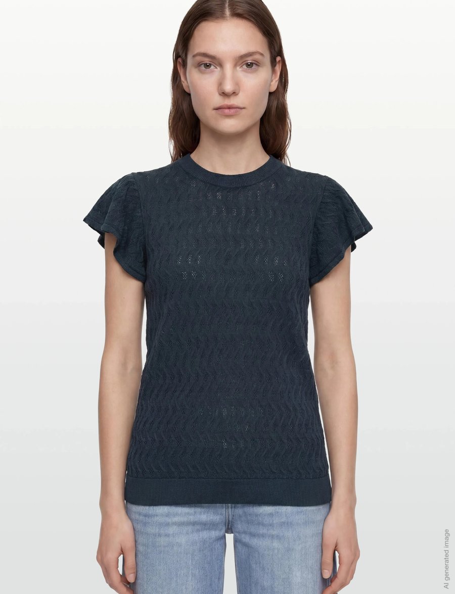 MOS MOSH - MMGanna Pattern O-Neck Knit Top - jumpers - salute navy - 3