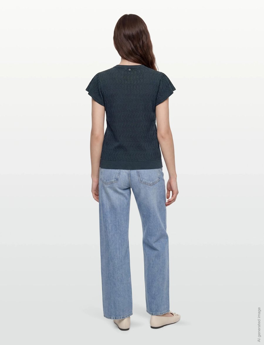 MOS MOSH - MMGanna Pattern O-Neck Knit Top - jumpers - salute navy - 4