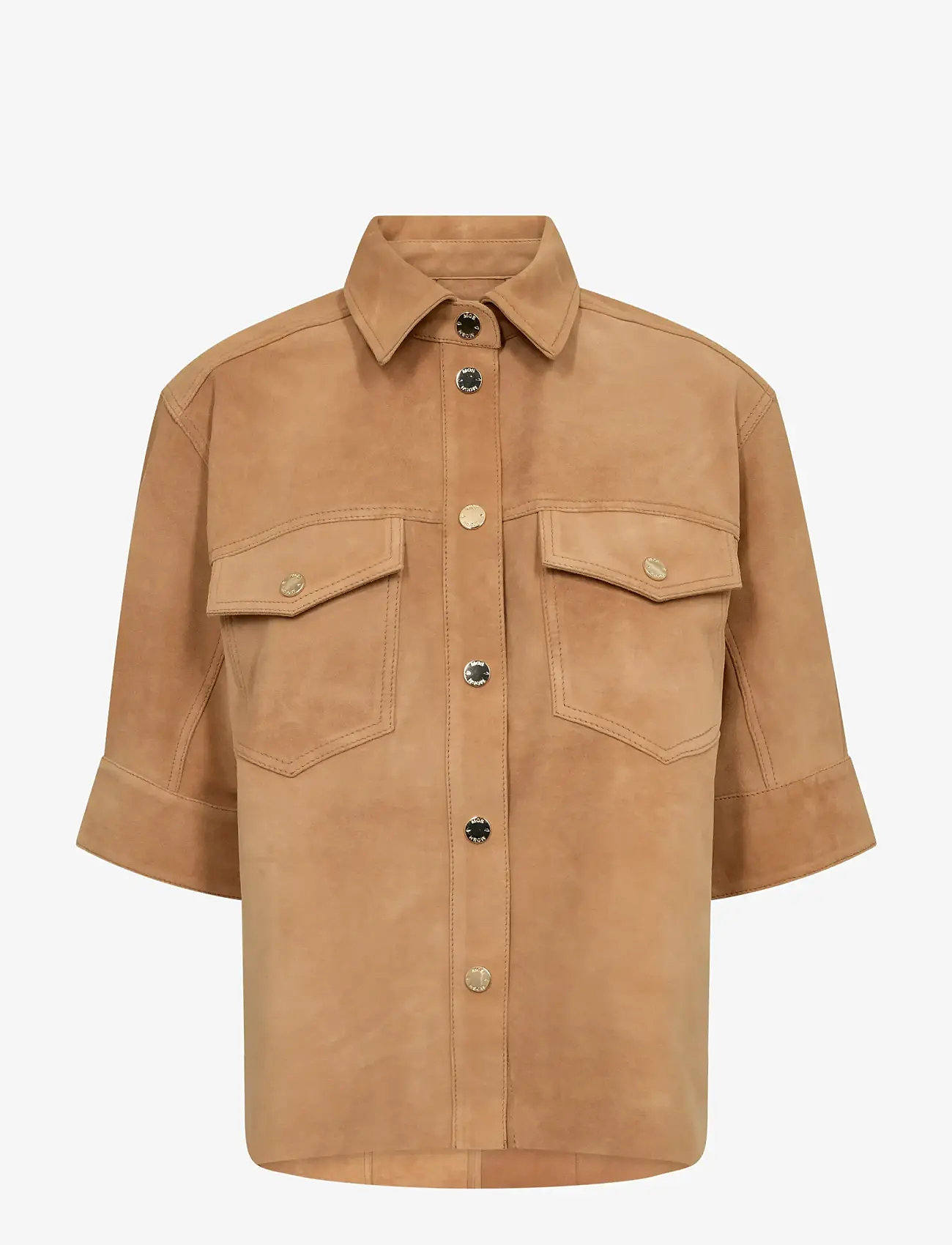 MOS MOSH - MMSigga SS Suede Shirt - kortærmede skjorter - tan - 1