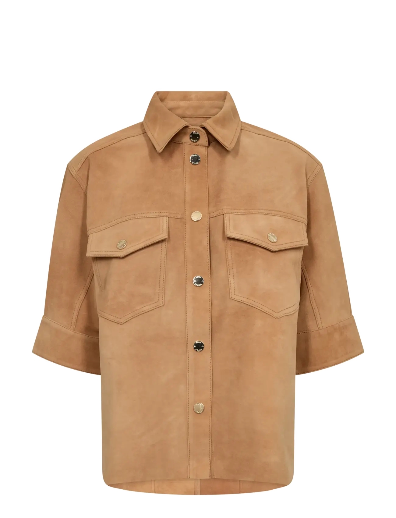 MOS MOSH MMSigga SS Suede Shirt - Skandinavisk mode - TAN / brown