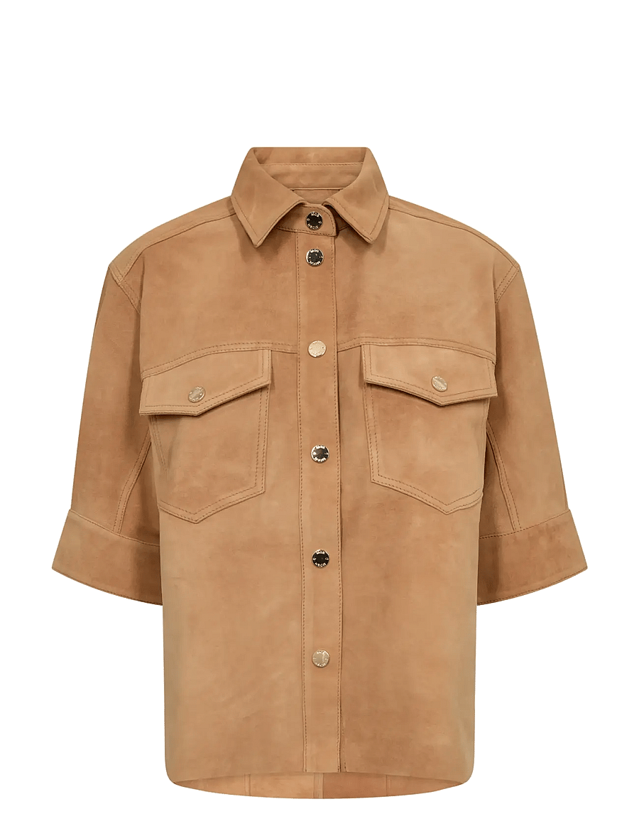 MOS MOSH - MMSigga SS Suede Shirt - kortärmade skjortor - tan - 1