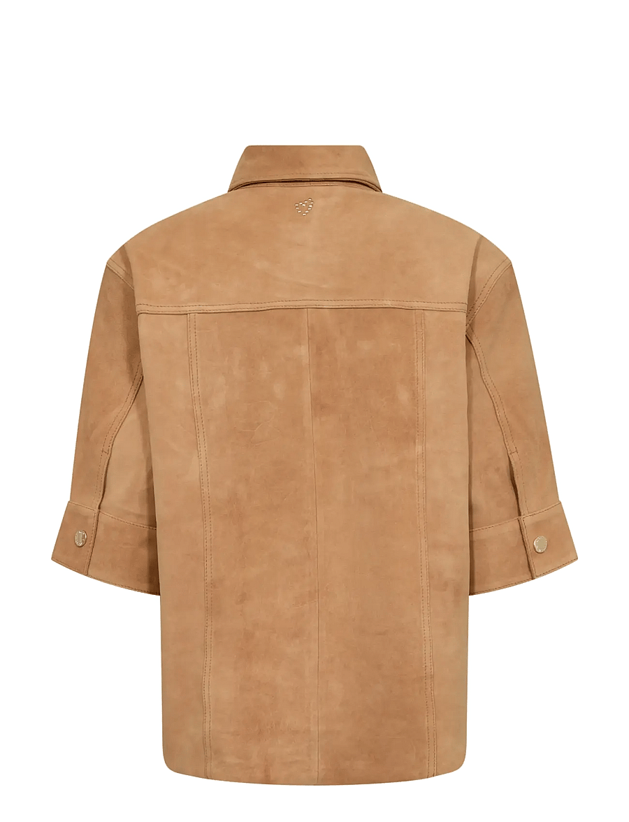 MOS MOSH - MMSigga SS Suede Shirt - kortärmade skjortor - tan - 2