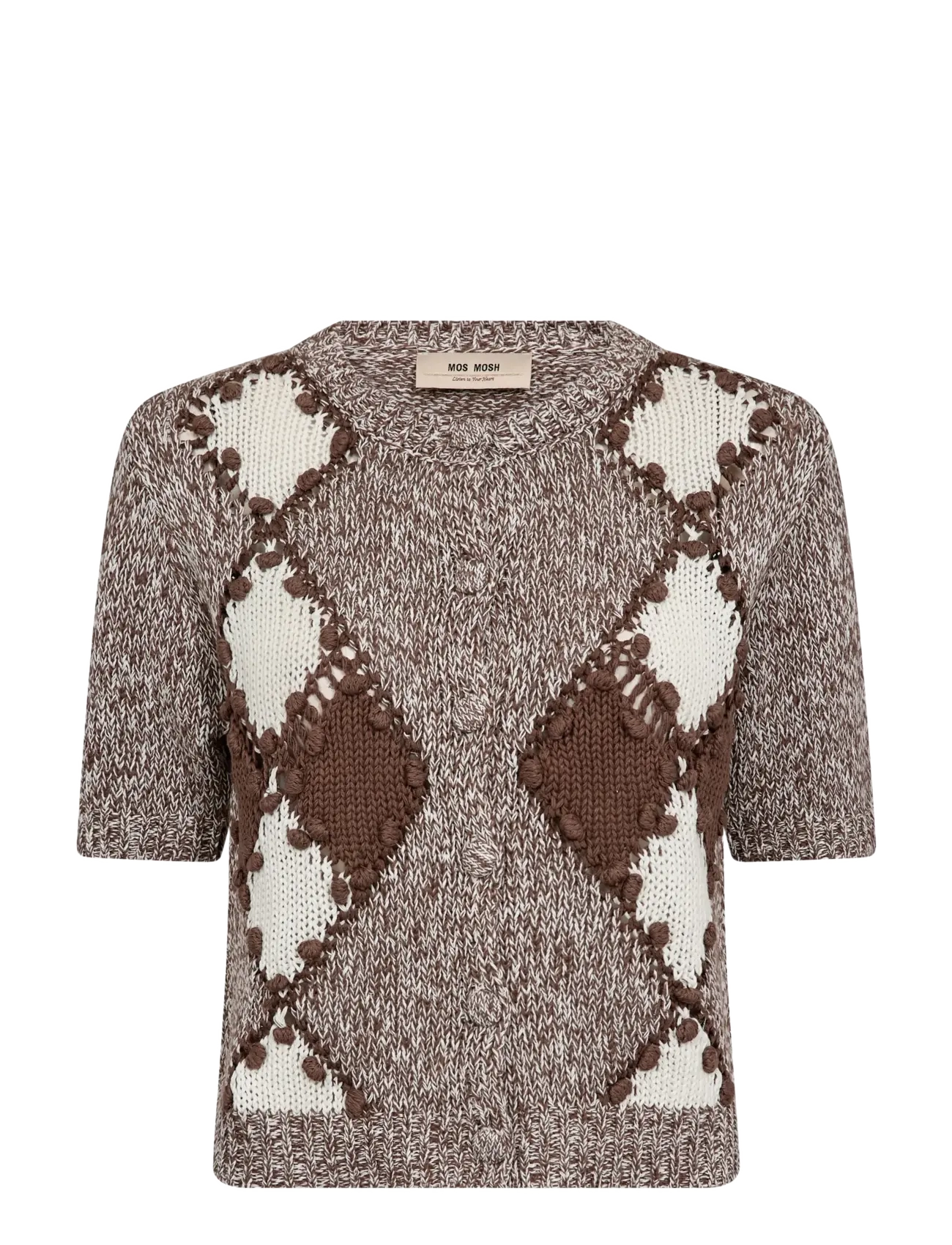 MOS MOSH MMElio SS Knit Cardigan - Transitional Layering - COFFEE QUARTZ / brown
