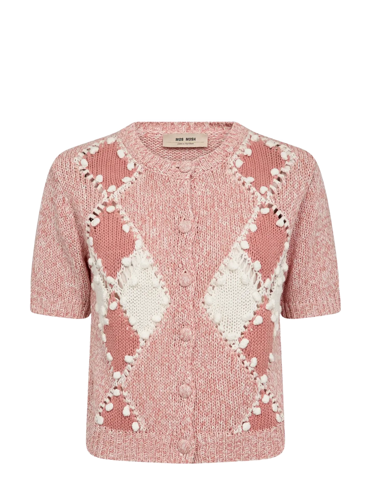 MOS MOSH MMElio SS Knit Cardigan - Tøj - PEACHY / pink/rose