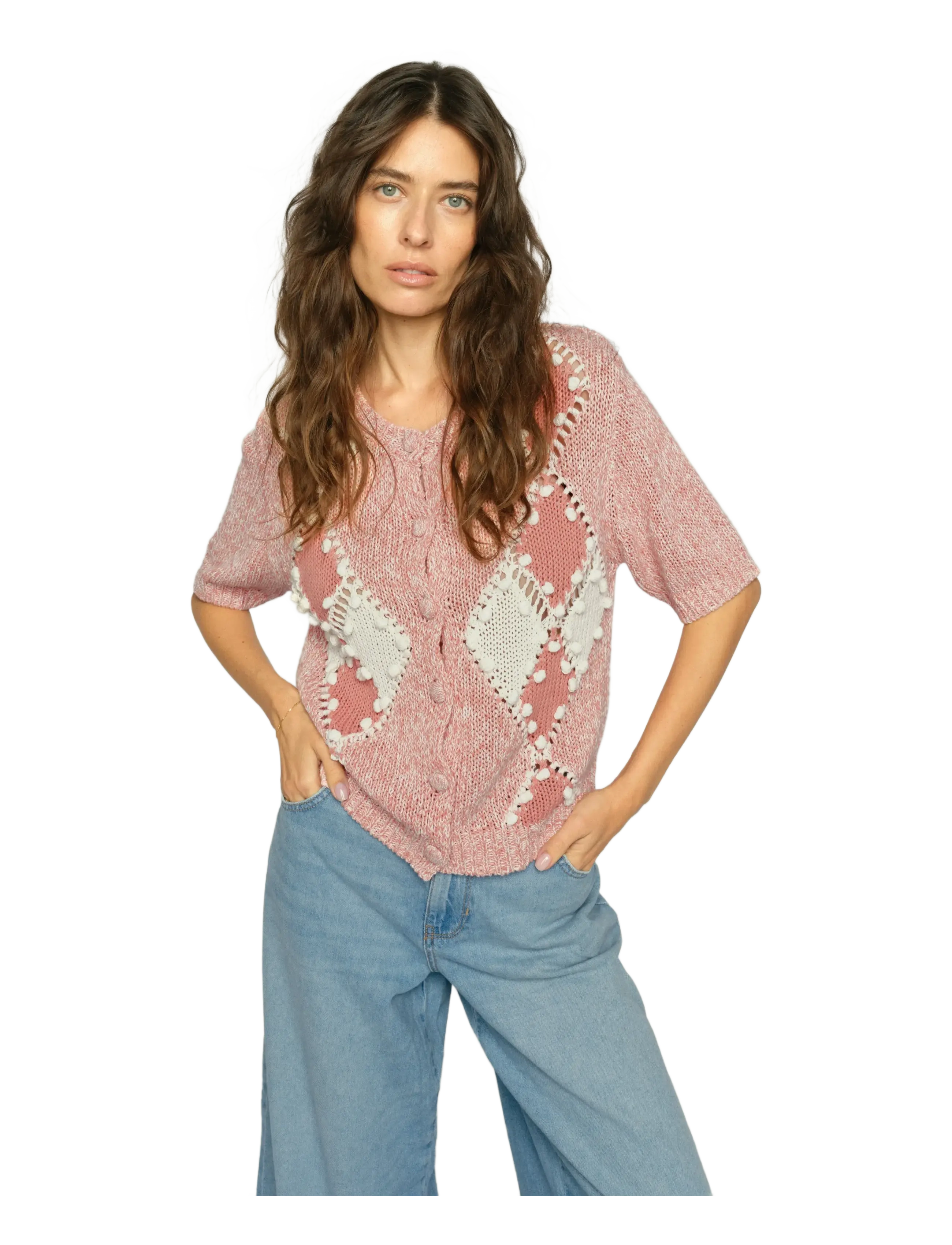 MOS MOSH - MMElio SS Knit Cardigan - cardigans - peachy - 3