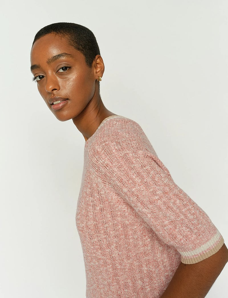 MOS MOSH - MMMarisola Line SS Linen Knit - striktrøjer - peachy - 0