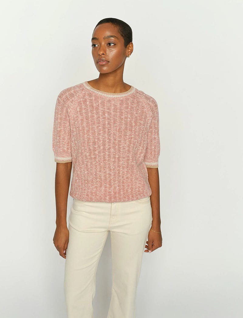 MOS MOSH - MMMarisola Line SS Linen Knit - striktrøjer - peachy - 3