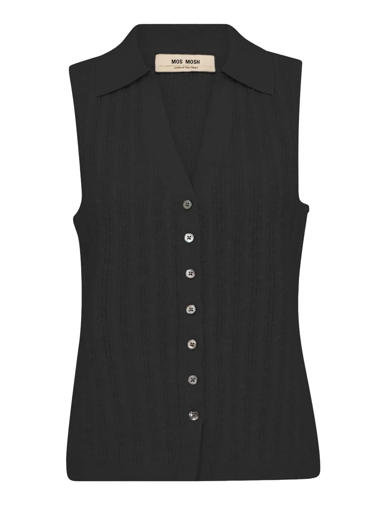 MOS MOSH Mmrinja Marisol Line Knit Top, XS, Black, Veste > Strikkede Veste, Dame