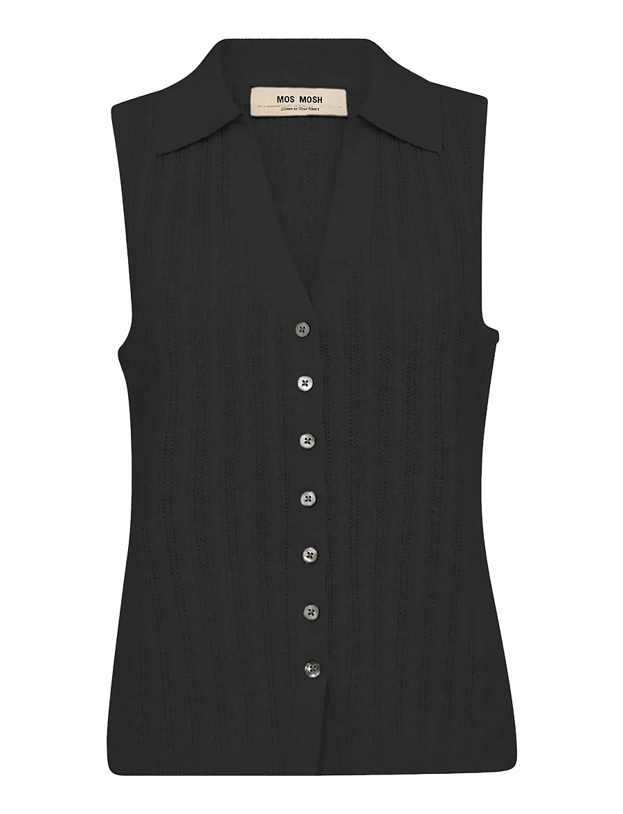 MOS MOSH - MMRinja Marisol Line Knit Top - tanktops - black - 0