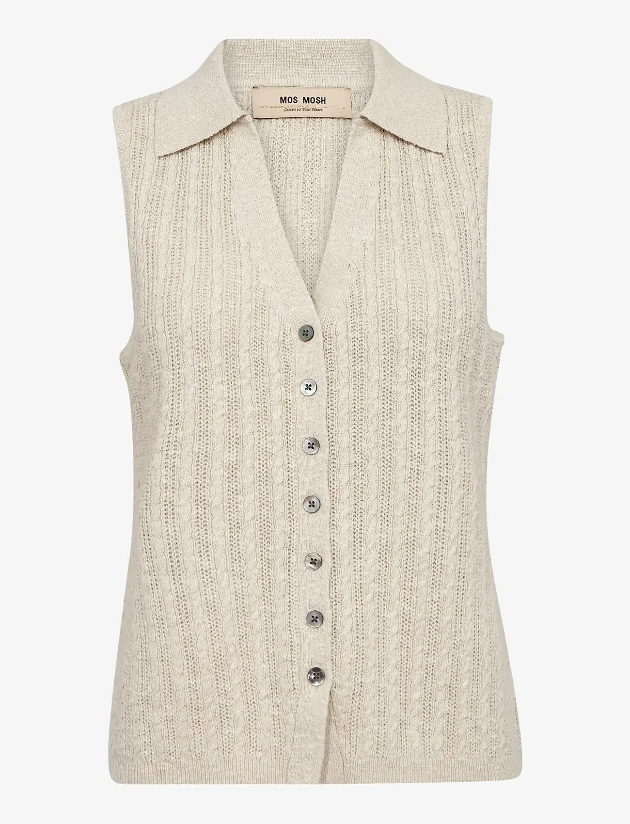 MOS MOSH - MMRinja Marisol Line Knit Top - kootud vestid - ecru - 1