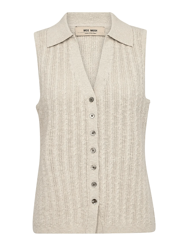 MOS MOSH - MMRinja Marisol Line Knit Top - kootud vestid - ecru - 1