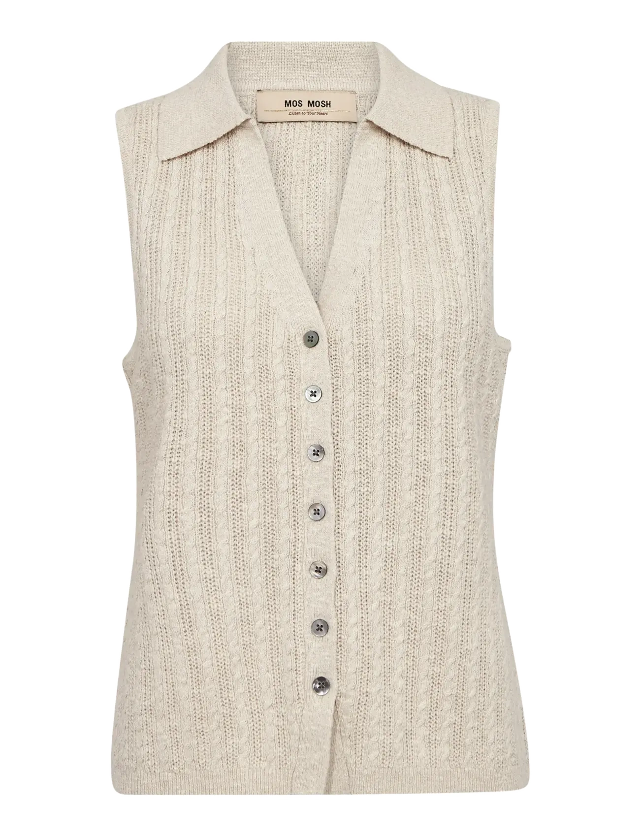 MOS MOSH MMRinja Marisol Line Knit Top - Tøj - ECRU / beige