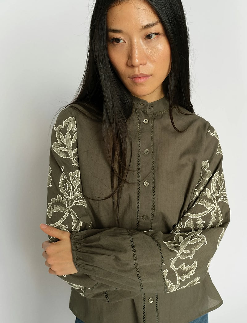 MOS MOSH - MMLouis Line Shirt - långärmade skjortor - olive night - 3