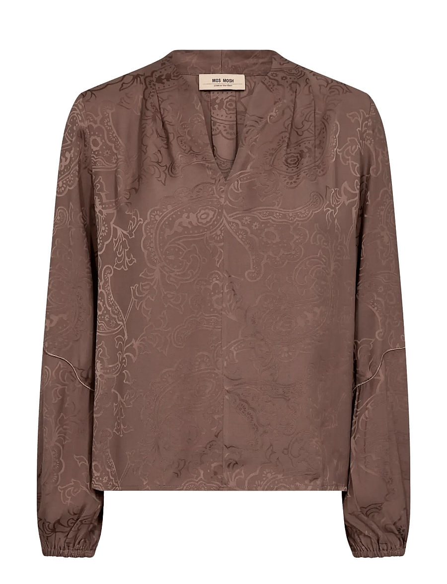 MOS MOSH - MMHefa Paisleya Blouse - langærmede bluser - coffee quartz - 1