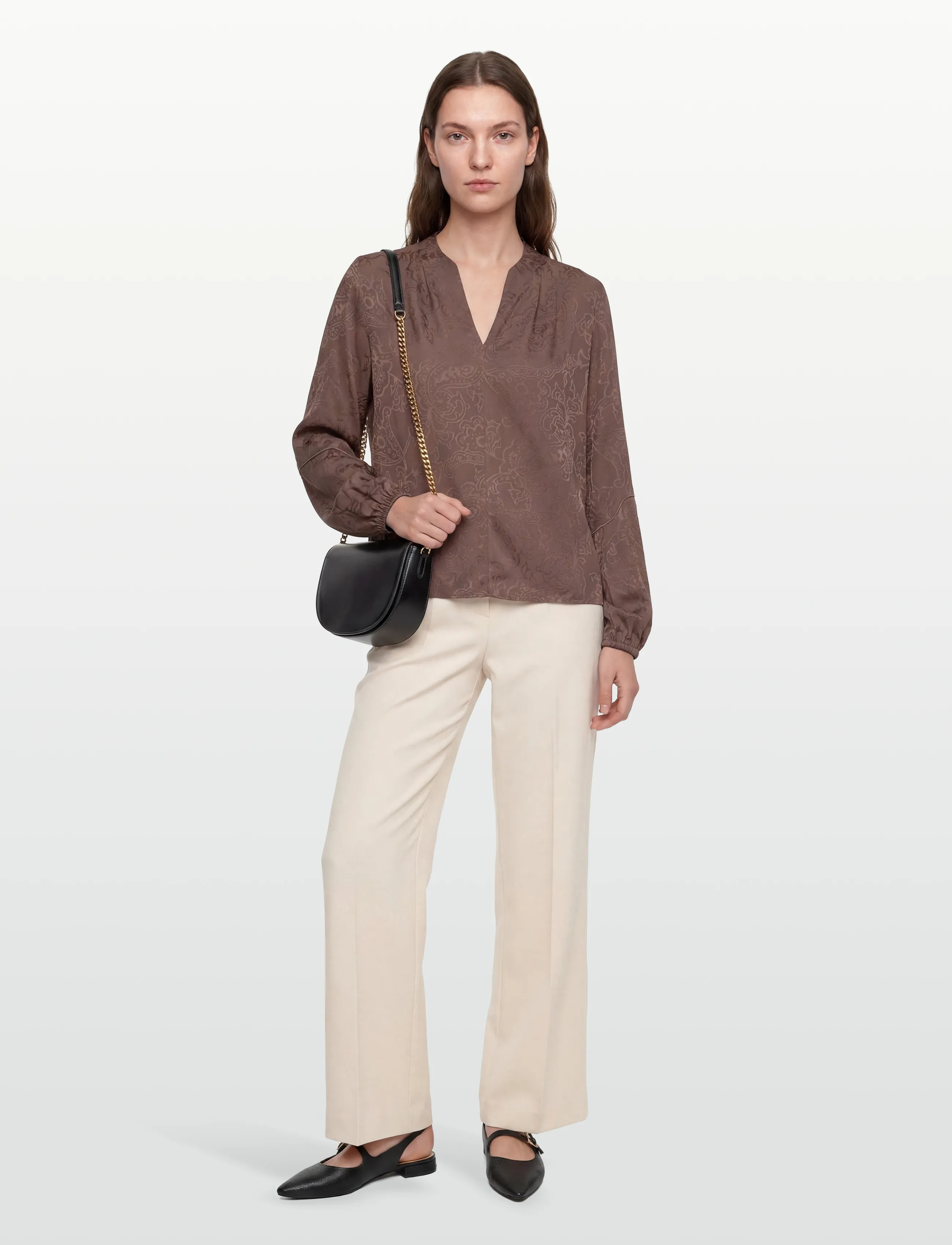 MOS MOSH Mmhefa Paisleya Blouse, S, Blouses, Braun - Long-sleeved, Frauen