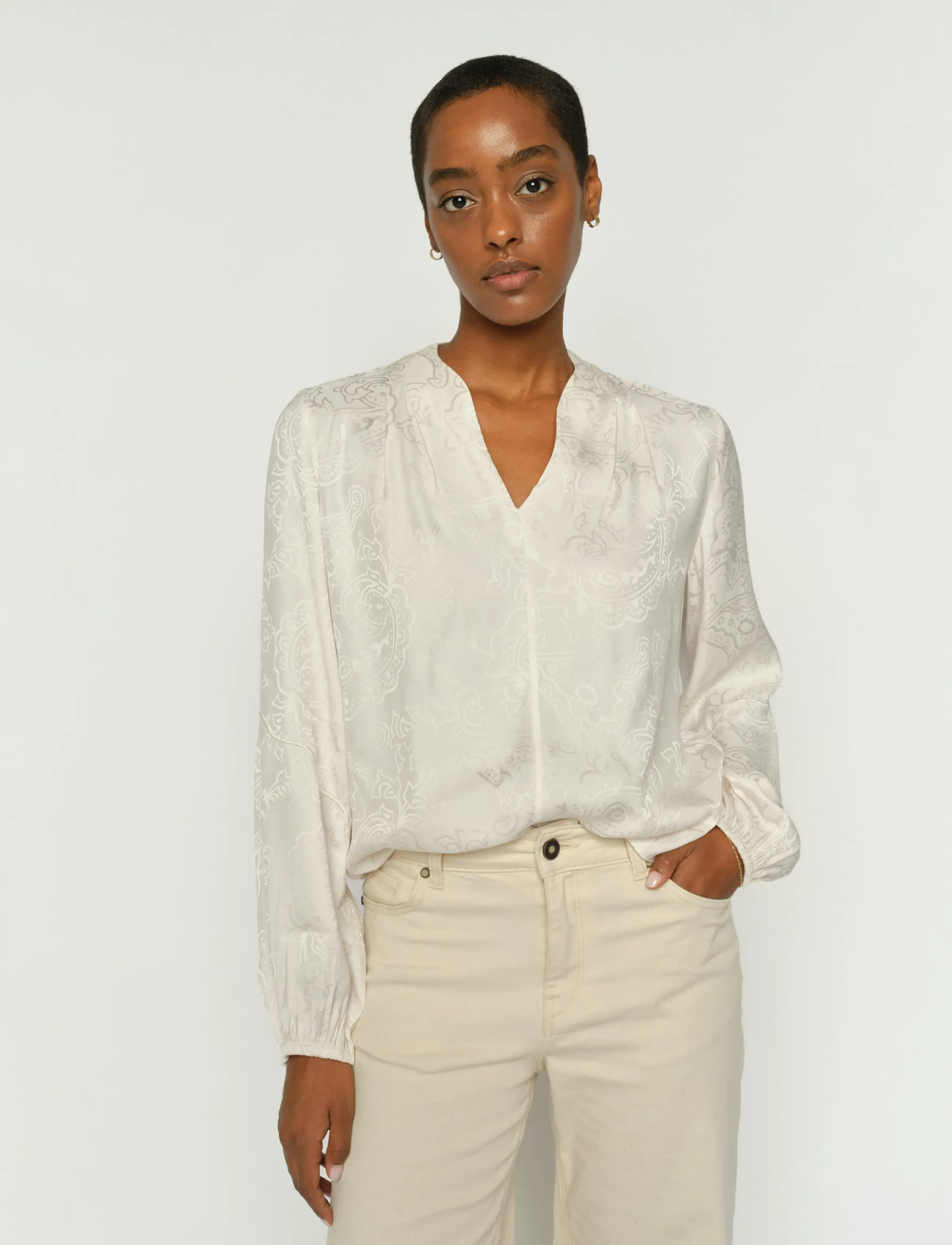 MOS MOSH MMHefa Paisleya Blouse - Bluser - ECRU / cream