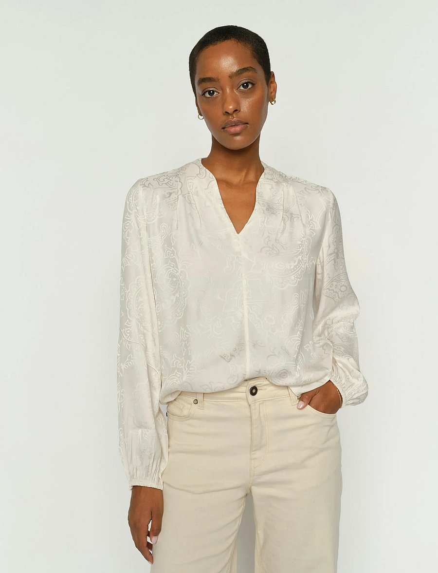 MOS MOSH - MMHefa Paisleya Blouse - långärmade blusar - ecru - 0