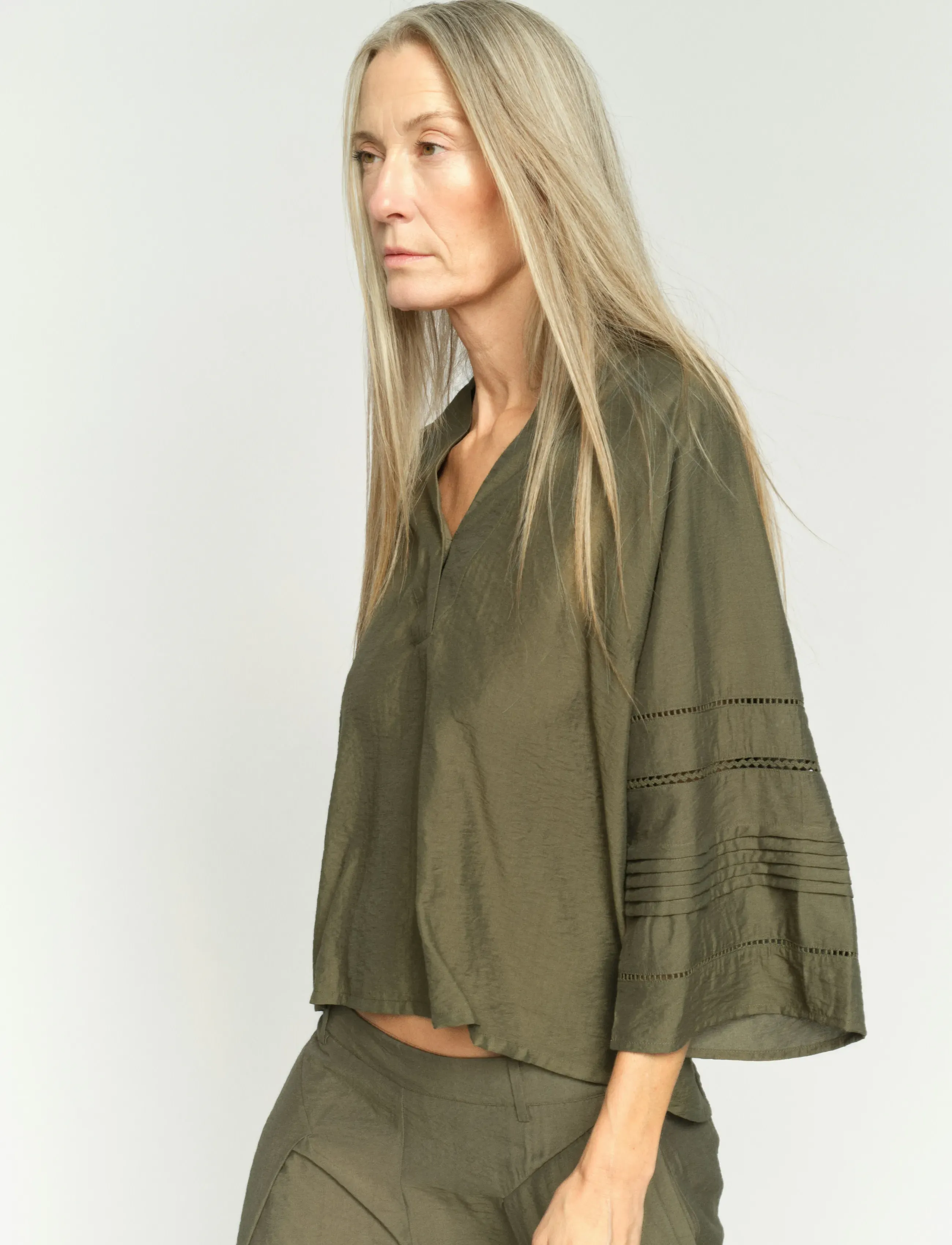 MOS MOSH Mmaleysa Nila Blouse, M, Blouses, Khakigrün - Long-sleeved, Frauen