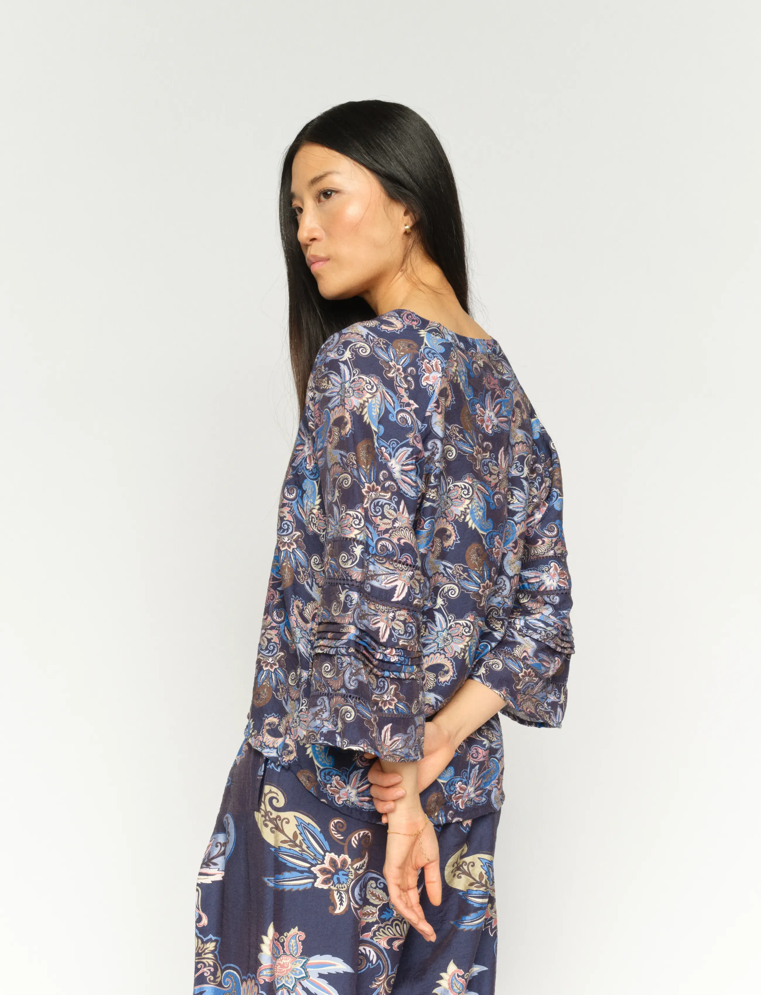 MOS MOSH - MMAleysa Paisley Blouse - lühikeste varrukatega pluusid - crown blue - 3