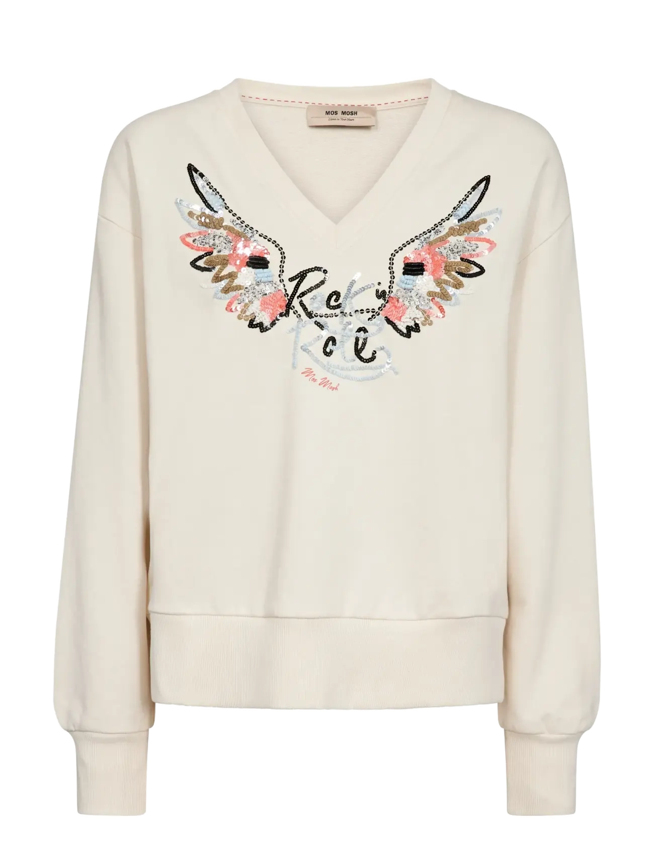 MOS MOSH MMCosette V-LS Spring Sweatshirt - Kampagne - ECRU / cream