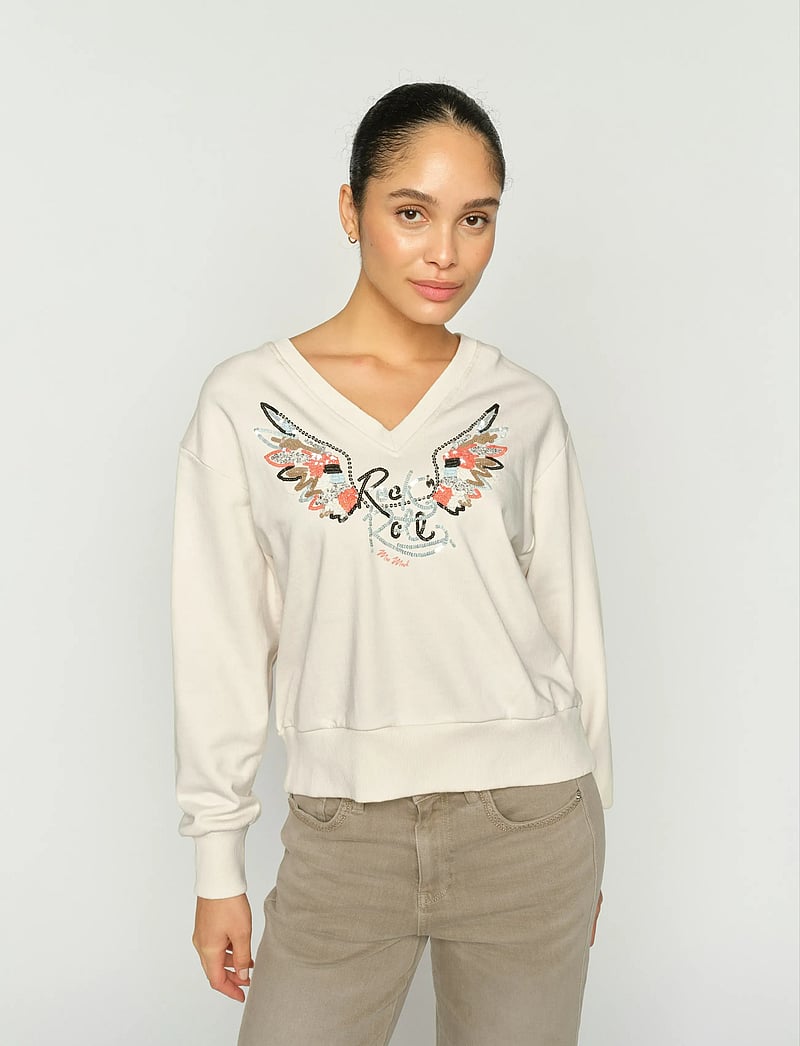 MOS MOSH - MMCosette V-LS Spring Sweatshirt - modetrends - ecru - 0