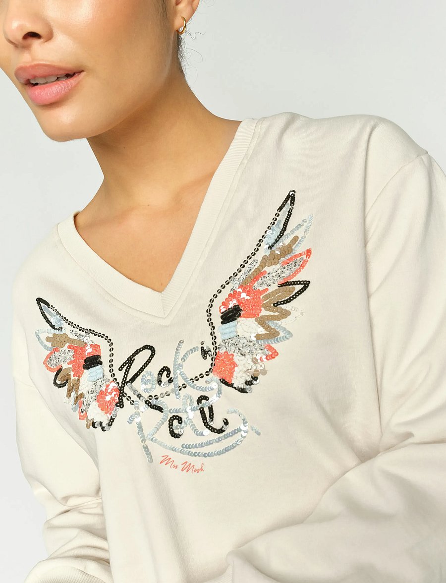 MOS MOSH - MMCosette V-LS Spring Sweatshirt - sweatshirts - ecru - 4