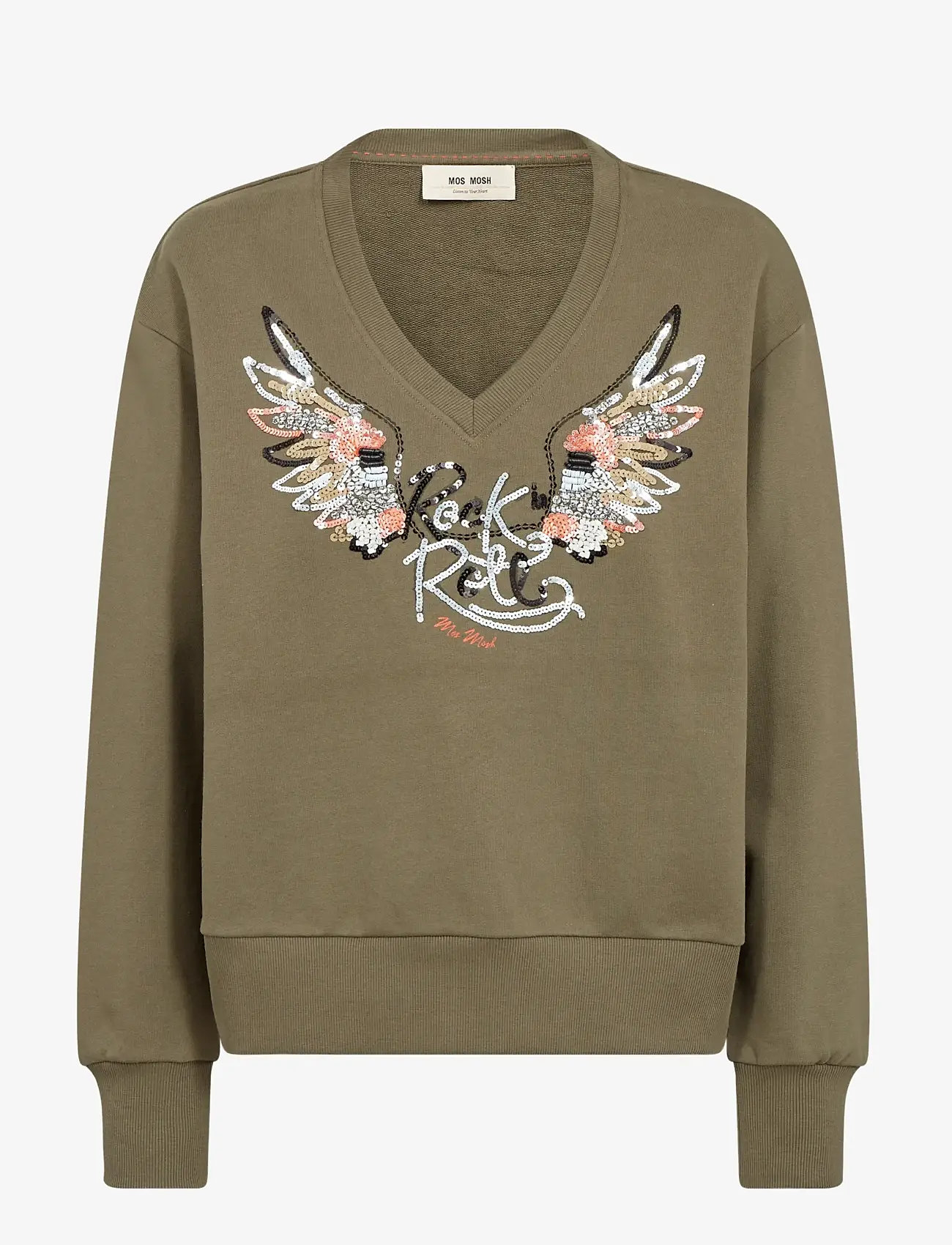 MOS MOSH - MMCosette V-LS Spring Sweatshirt - fashion trends - olive night - 1