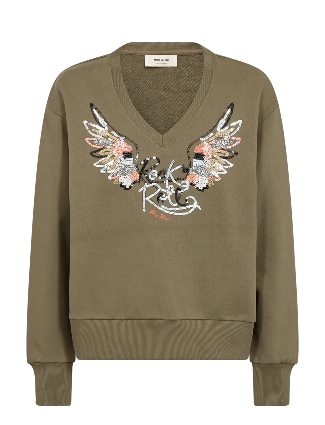 MOS MOSH MMCosette V-LS Spring Sweatshirt - Tøj - OLIVE NIGHT / khaki/green