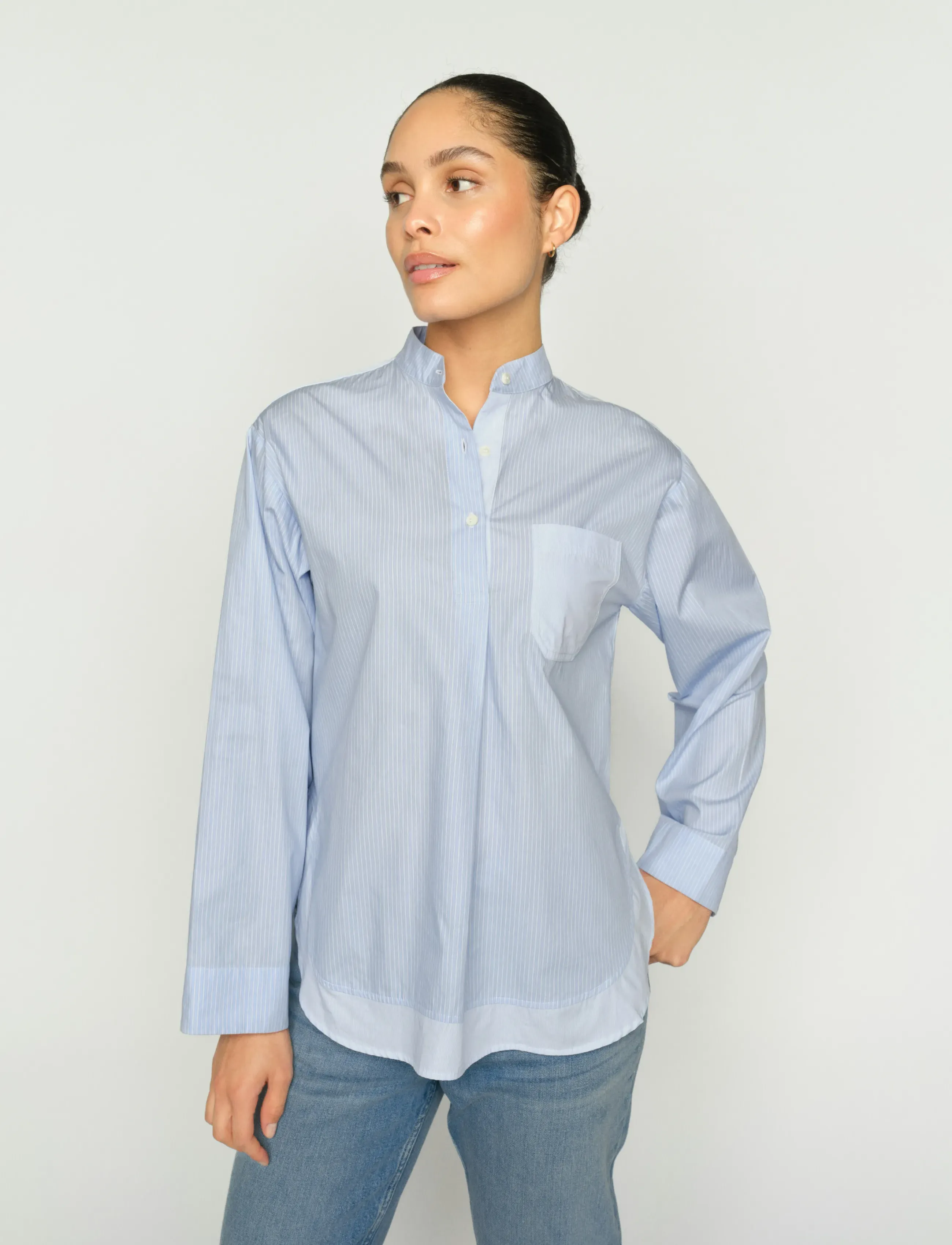 MOS MOSH Mmbronwyn Stripe Shirt, Kvinder, Stribet Popover Skjorte, Blå, Str: M